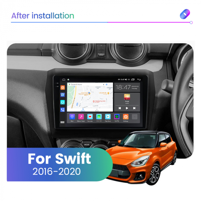 Navigatie Suzuki Swift din 2016-2022, Rezolutie 2K, Display QLED 9.5 inch, 4GB RAM si 64GB ROM, Android, Procesor Octacore, Slot sim 4G, Sunet DSP, Wireless Carplay si Android Auto, Camera Marsarier, [2]