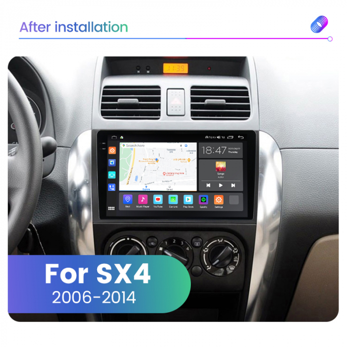 Navigatie Suzuki SX4 din 2006-2014, Rezolutie 2K, Display QLED 9.5 inch, 4GB RAM si 64GB ROM, Android, Procesor Octacore, Slot sim 4G, Sunet DSP, Wireless Carplay si Android Auto, Camera Marsarier, US [4]