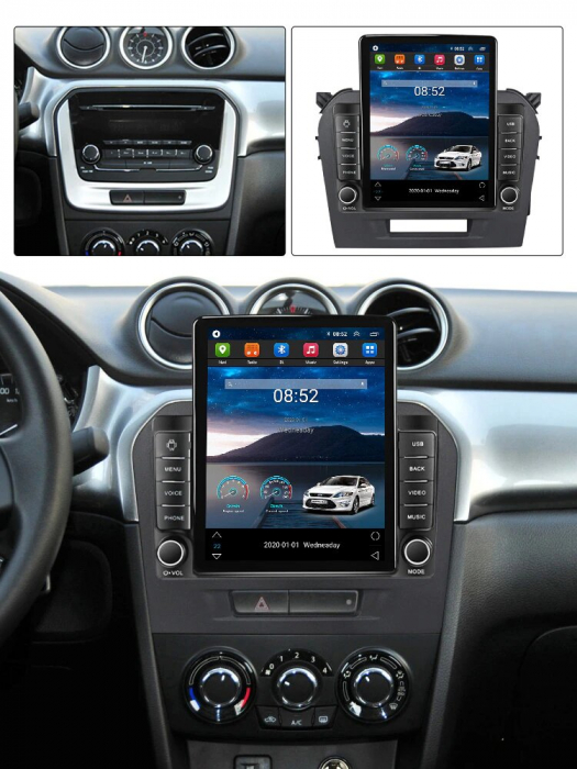 Navigatie Suzuki Vitara din 2014-2019, Display TESLA 9.5 inch, 2GB RAM si 32GB ROM, Wireless Carplay si Android Auto, Procesor Octacore, Slot sim 4G, Sunet DSP, Camera Marsarier, Bluetooth, USB, Wi Fi [2]