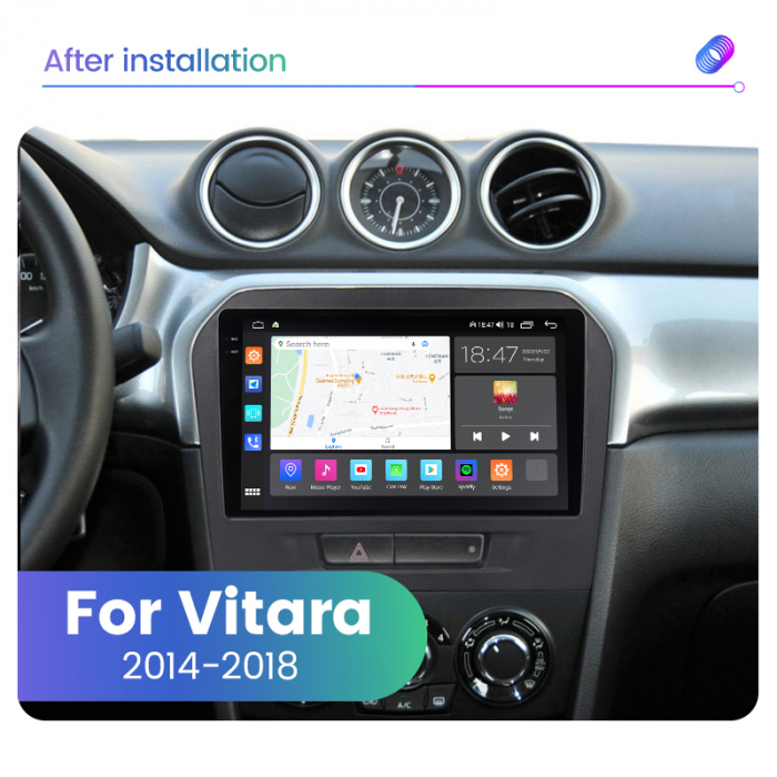 Navigatie Suzuki Vitara din 2014-2019, Rezolutie 2K, Display QLED 9.5 inch, 4GB RAM si 64GB ROM, Android, Procesor Octacore, Slot sim 4G, Sunet DSP, Wireless Carplay si Android Auto, Camera Marsarier, [3]