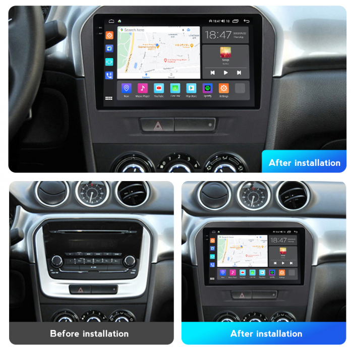 Navigatie Suzuki Vitara din 2014-2019, Rezolutie 2K, Display QLED 9.5 inch, 4GB RAM si 64GB ROM, Android, Procesor Octacore, Slot sim 4G, Sunet DSP, Wireless Carplay si Android Auto, Camera Marsarier, [4]