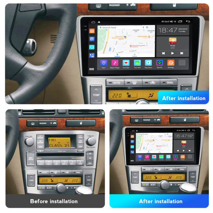 Navigatie Toyota Avensis din 2002-2008, Rezolutie 2K, Ecran QLED 9.5 inch, 8GB RAM si 128GB ROM, Android, Procesor Octacore, Slot sim 4G, Sunet DSP, Wireless Carplay si Android Auto [3]
