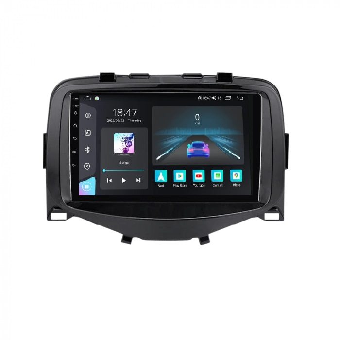 Navigatie TOYOTA AYGO ,2014 - 2021, Rezolutie 2K, Display QLED 9.5 inch, 4GB RAM si 64GB ROM, Android, Procesor Octacore, Slot sim 4G, Sunet DSP, Wireless Carplay si Android Auto, Camera Marsa [1]
