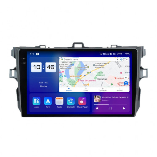 Navigatie Toyota Corolla 2006 - 2013 Navigatie Fiat 500 , 2016 - 2019 Rezolutie 2K, Display QLED 9.5 inch, 4GB RAM si 64GB ROM, Android, Procesor Octacore, Slot sim 4G, Sunet DSP, Wireless Carplay si  [2]