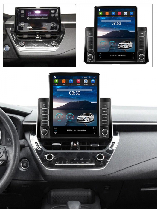 Navigatie Toyota Corolla Auris din 2017-2019, Display TESLA 9.5 inch, 2GB RAM si 32GB ROM, Wireless Carplay si Android Auto, Procesor Octacore, Slot sim 4G, Sunet DSP, Camera Marsarier, Bluetooth, USB [2]