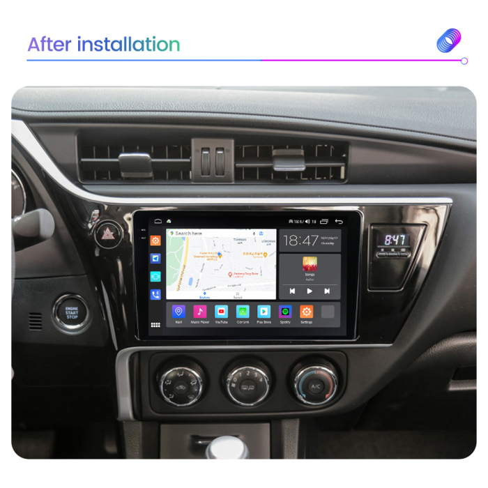 Navigatie Toyota Corolla Auris din 2017-2019, Rezolutie 2K, Ecran QLED 9.5 inch, 8GB RAM si 128GB ROM, Android, Procesor Octacore, Slot sim 4G, Sunet DSP, Wireless Carplay [6]