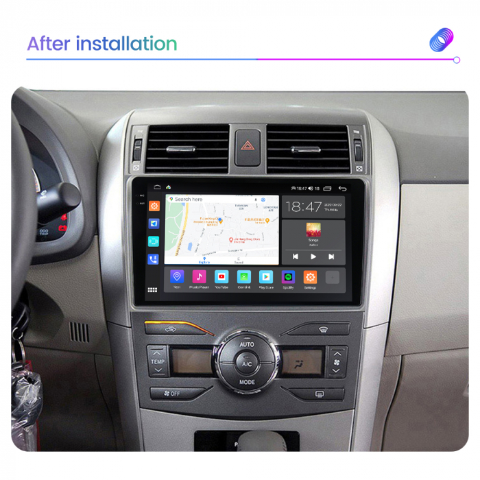 Navigatie Toyota Corolla din 2006 - 2013, 8GB RAM si 128GB ROM, Ecran QLED 9 inch, Android 14, Procesor Octacore, Slot sim 4G, Sunet DSP, Wireless Carplay si Android Auto, Camera Marsarier [10]