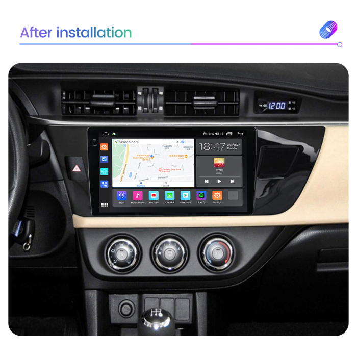 Navigatie Toyota Corolla din 2012-2016, Rezolutie 2K, Ecran QLED 9.5 inch, 8GB RAM si 128GB ROM, Android, Procesor Octacore, Slot sim 4G, Sunet DSP, Wireless Carplay [7]
