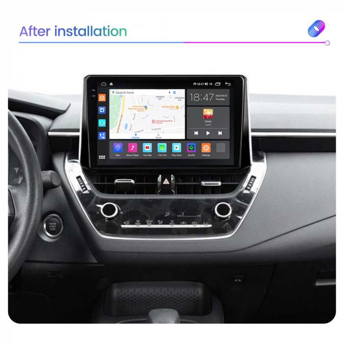 Navigatie Toyota Corolla din 2018-2022, Rezolutie 2K, Ecran QLED 9.5 inch, 8GB RAM si 128GB ROM, Android, Procesor Octacore, Slot sim 4G, Sunet DSP, Wireless Carplay [5]