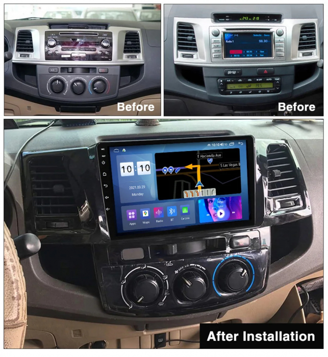 Navigatie Toyota Fortuner Hilux 2004-2014 Android 14 , 2GB RAM QLED Carplay [2]