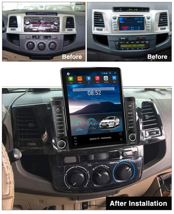 Navigatie Toyota Fortuner Hilux 2004-2014 AEcran TESLA 9.7 inch, 8 GB RAM si 128 GB ROM, Android 15, Slot Sim 4G, Procesor Octa Core, Carplay Wireless si Android auto, Procesor Sunet Digital DS [4]