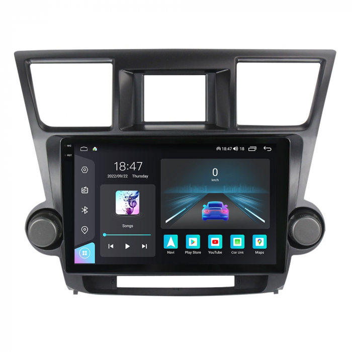 Navigatie Toyota Highlander din 2007-2013, Rezolutie 2K, Display QLED 9.5 inch, 4GB RAM si 64GB ROM, Android, Procesor Octacore, Slot sim 4G, Sunet DSP, Wireless Carplay si Android Auto, Camera Marsar [1]