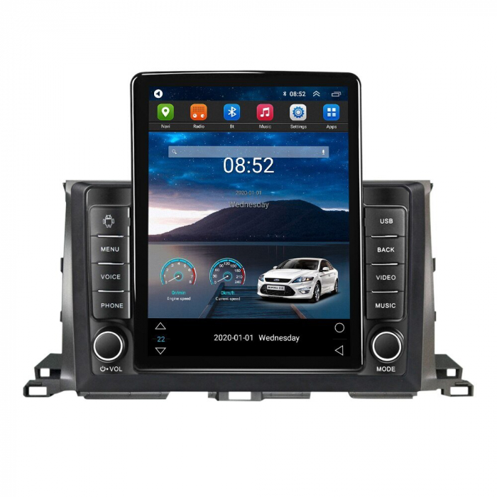 Navigatie Toyota Highlander din 2013 - 2019, Ecran TESLA 9.7 inch, 4 GB RAM si 64 GB ROM, Slot Sim 4G, Procesor Octa Core, Carplay integrat, Procesor Sunet Digital DSP, Android, Aplicatii, Usb, Wi Fi, [3]