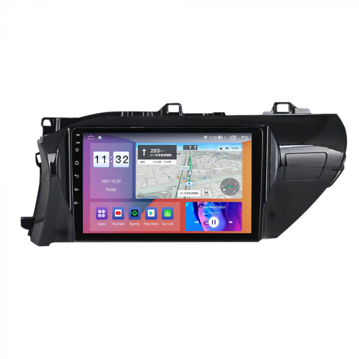 Navigatie Toyota Hilux din 2015 - 2020, 8GB RAM si 128GB ROM, Ecran QLED 9 inch, Android 14, Procesor Octacore, Slot sim 4G, Sunet DSP, Wireless Carplay si Android Auto, Camera Marsarier [3]