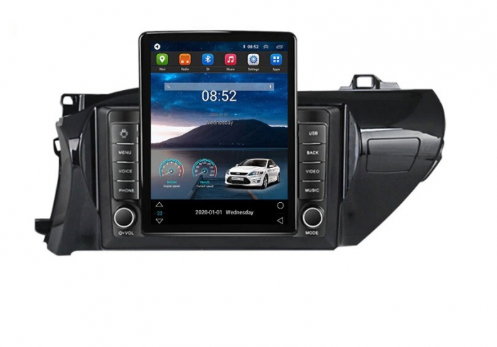 Navigatie Toyota Hilux din 2015-2020, Display TESLA 9.5 inch, 2GB RAM si 32GB ROM, Wireless Carplay si Android Auto, Procesor Octacore, Slot sim 4G, Sunet DSP, Camera Marsarier, Bluetooth, USB, Wi Fi, [3]