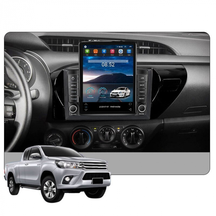 Navigatie Toyota Hilux din 2015 - 2020, Ecran TESLA 9.7 inch, 4 GB RAM si 64 GB ROM, Slot Sim 4G, Procesor Octa Core, Carplay integrat, Procesor Sunet Digital DSP, Android, Aplicatii, Usb, Wi Fi, Blue [3]