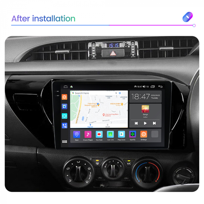 Navigatie Toyota Hilux din 2015-2020, Rezolutie 2K, Ecran QLED 10.5 inch, 8GB RAM si 128GB ROM, Android, Procesor Octacore, Slot sim 4G, Sunet DSP, Wireless Carplay si Android Auto [5]