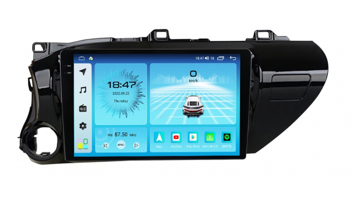 Navigatie Toyota Hilux din 2015-2020, Rezolutie 2K, Ecran QLED 10.5 inch, 8GB RAM si 128GB ROM, Android, Procesor Octacore, Slot sim 4G, Sunet DSP, Wireless Carplay si Android Auto [2]