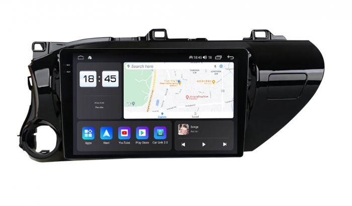 Navigatie Toyota Hilux din 2015-2020, Rezolutie 2K, Ecran QLED 10.5 inch, 8GB RAM si 128GB ROM, Android, Procesor Octacore, Slot sim 4G, Sunet DSP, Wireless Carplay si Android Auto [7]