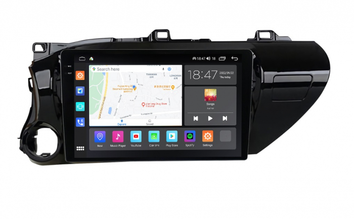 Navigatie Toyota Hilux din 2015-2020, Rezolutie 2K, Ecran QLED 10.5 inch, 8GB RAM si 128GB ROM, Android, Procesor Octacore, Slot sim 4G, Sunet DSP, Wireless Carplay si Android Auto [4]