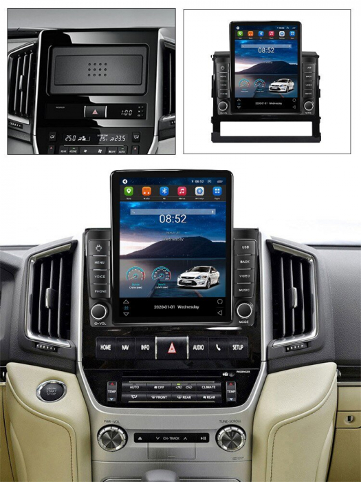 Navigatie Toyota Land Cruiser 200 din 2015-2018, Display TESLA 9.5 inch, 2GB RAM si 32GB ROM, Wireless Carplay si Android Auto, Procesor Octacore, Slot sim 4G, Sunet DSP, Camera Marsarier, Bluetooth, [3]