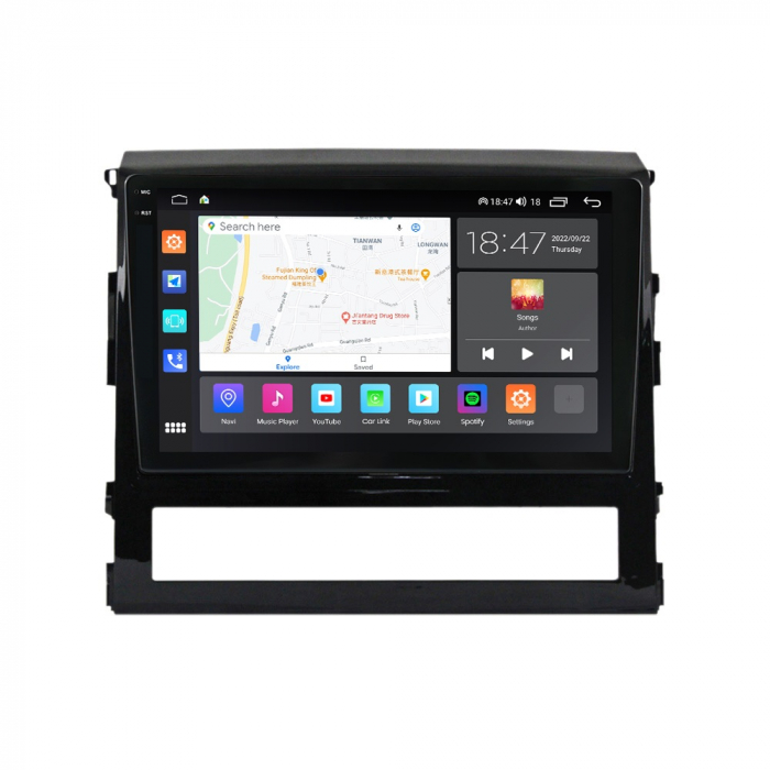 Navigatie Toyota Land Cruiser 200 din 2015-2018, Rezolutie 2K, Display QLED 9.5 inch, 4GB RAM si 64GB ROM, Android, Procesor Octacore, Slot sim 4G, Sunet DSP, Wireless Carplay si Android Auto, Camera [2]