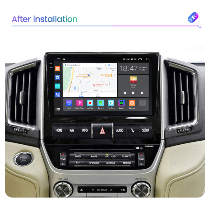 Navigatie Toyota Land Cruiser 200 din 2015-2018, Rezolutie 2K, Display QLED 9.5 inch, 4GB RAM si 64GB ROM, Android, Procesor Octacore, Slot sim 4G, Sunet DSP, Wireless Carplay si Android Auto, Camera [5]