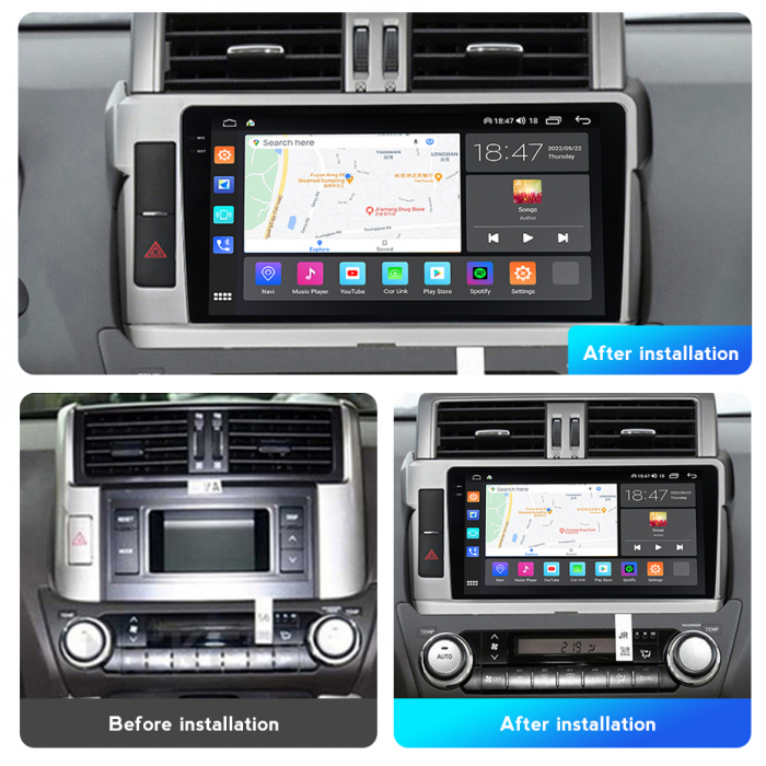 Navigatie Toyota Land Cruiser Prado 150 din 2013-2017, Rezolutie 2K, Ecran QLED 9.5 inch, 8GB RAM si 128GB ROM, Android, Procesor Octacore, Slot sim 4G, Sunet DSP, Wireless Carplay [6]