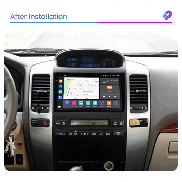 Navigatie Toyota Land Cruiser Prado J120 din 2003-2009, Rezolutie 2K, Ecran QLED 9.5 inch, 8GB RAM si 128GB ROM, Android, Procesor Octacore, Slot sim 4G, Sunet DSP, Wireless Carplay [6]