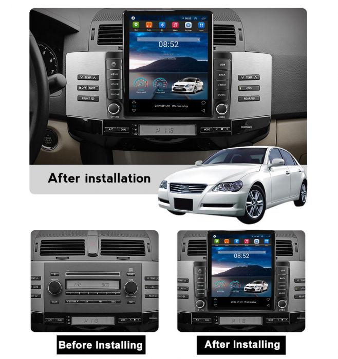 Navigatie Toyota Mark 2004-2009 Ecran TESLA 9.7 inch, 8 GB RAM si 128 GB ROM, Android 15, Slot Sim 4G, Procesor Octa Core, Carplay Wireless si Android auto, Procesor Sunet Digital DSP [4]