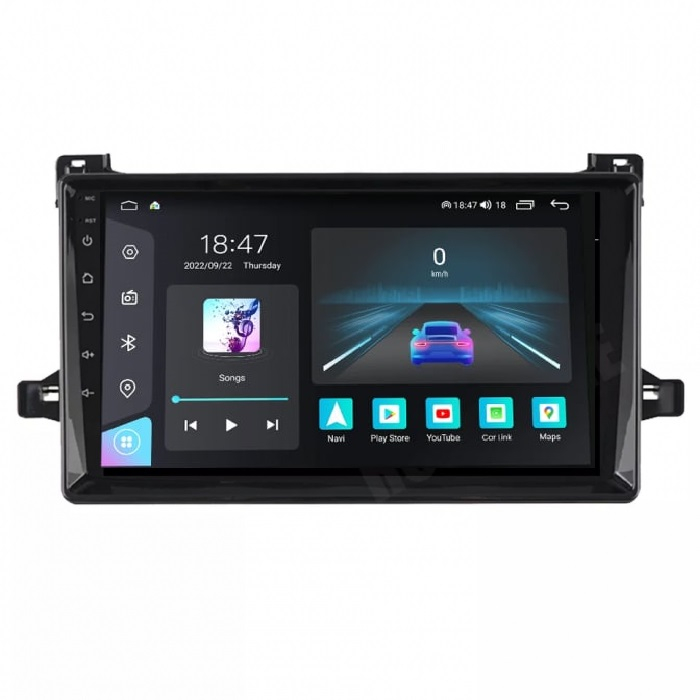 Navigatie Toyota Prius din 2016-2020, Rezolutie 2K, Display QLED 9.5 inch, 4GB RAM si 64GB ROM, Android, Procesor Octacore, Slot sim 4G, Sunet DSP, Wireless Carplay si Android Auto, Camera Marsarier, [1]