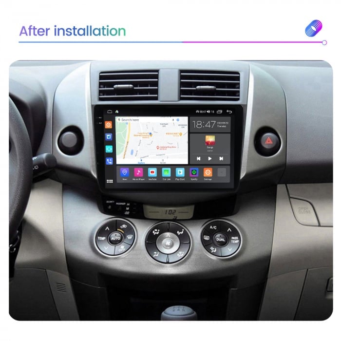 Navigatie Toyota RAV 4 din 2005-2013, Rezolutie 2K, Display QLED 9.5 inch, 4GB RAM si 64GB ROM, Android, Procesor Octacore, Slot sim 4G, Sunet DSP, Wireless Carplay si Android Auto, Camera Marsarier, [6]