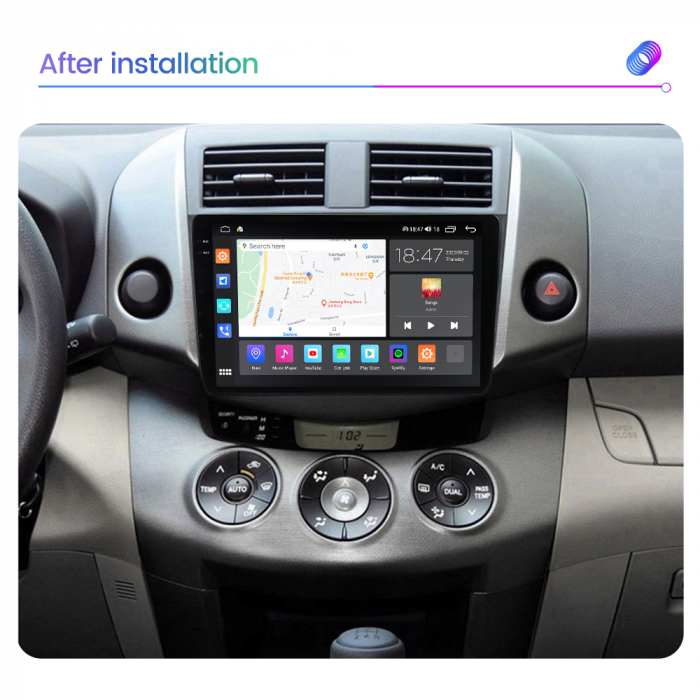 Navigatie Toyota RAV 4 din 2005-2013, Rezolutie 2K, Ecran QLED 9.5 inch, 8GB RAM si 128GB ROM, Android, Procesor Octacore, Slot sim 4G, Sunet DSP, Wireless Carplay si Android Auto [4]
