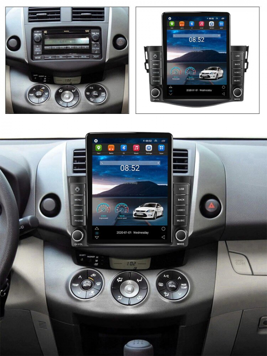 Navigatie Toyota Rav 4 din 2007 - 2013, Ecran TESLA 9.7 inch, 4 GB RAM si 64 GB ROM, Slot Sim 4G, Procesor Octa Core, Carplay integrat, Procesor Sunet Digital DSP, Android, Aplicatii, Usb, Wi Fi [2]