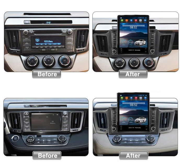 Navigatie Toyota Rav 4 din 2012-2018, Display TESLA 9.5 inch, 2GB RAM si 32GB ROM, Wireless Carplay si Android Auto, Procesor Octacore, Slot sim 4G, Sunet DSP, Camera Marsarier, Bluetooth, USB, Wi Fi, [2]