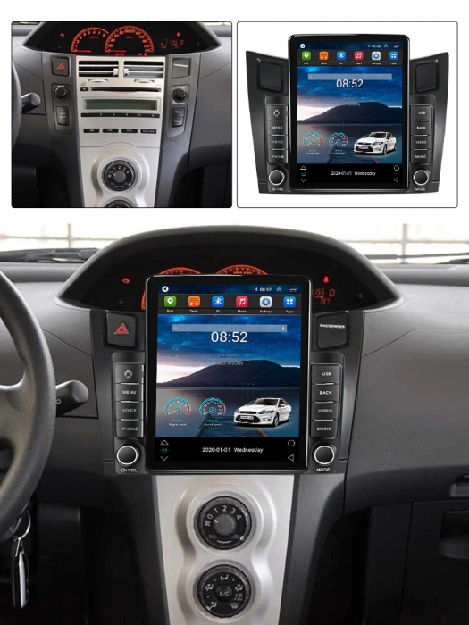 Navigatie Toyota Yaris din 2005-2012, Display TESLA 9.5 inch, 2GB RAM si 32GB ROM, Wireless Carplay si Android Auto, Procesor Octacore, Slot sim 4G, Sunet DSP, Camera Marsarier, Bluetooth, USB, Wi Fi, [2]