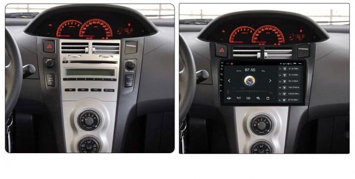 Navigatie Toyota Yaris din 2005-2012, Rezolutie 2K, Display QLED 9.5 inch, 4GB RAM si 64GB ROM, Android, Procesor Octacore, Slot sim 4G, Sunet DSP, Wireless Carplay si Android Auto, Camera Marsarier, [2]