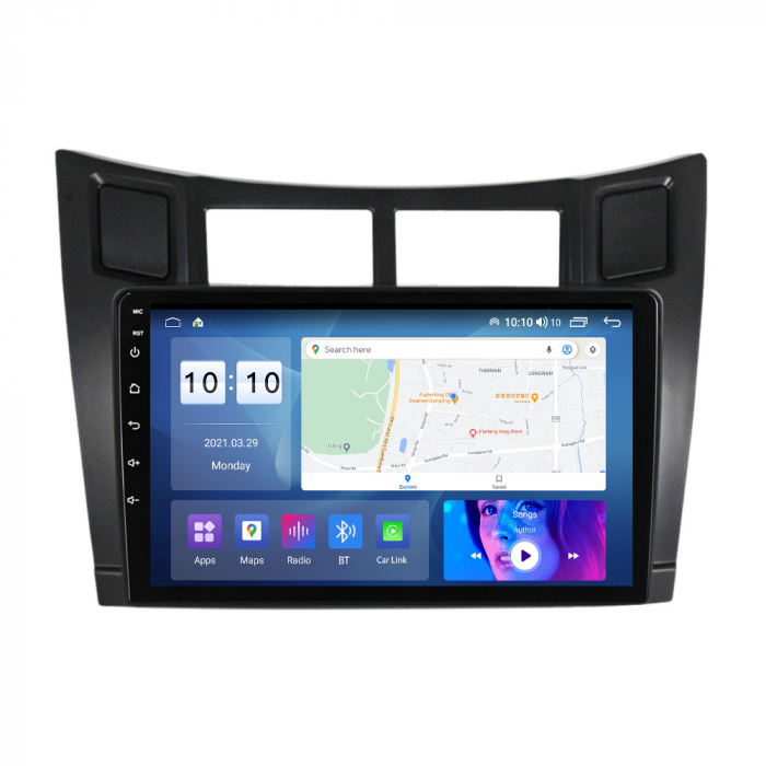 Navigatie Toyota Yaris din 2005-2012, Rezolutie 2K, Display QLED 9.5 inch, 4GB RAM si 64GB ROM, Android, Procesor Octacore, Slot sim 4G, Sunet DSP, Wireless Carplay si Android Auto, Camera Marsarier, [1]