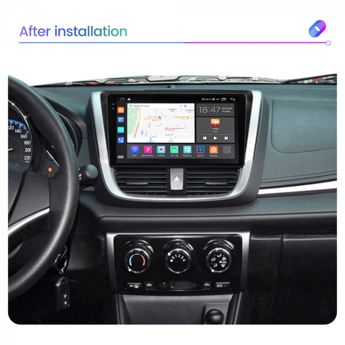 Navigatie Toyota Yaris din 2016-2019, Rezolutie 2K, Display QLED 9.5 inch, 4GB RAM si 64GB ROM, Android, Procesor Octacore, Slot sim 4G, Sunet DSP, Wireless Carplay si Android Auto, Camera Marsarier, [2]