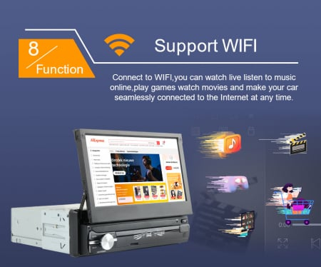 Navigatie Universala 1DIN , Android 14 , 4GB RAM si 64GB ROM, Ecran QLED 7 inch, Android 14, Procesor Octacore, Slot sim 4G, Sunet DSP, Wireless Carplay si Android Auto [7]