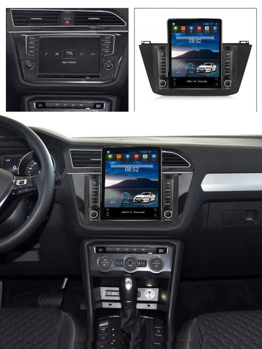 Navigatie Volkswagen Tiguan din 2016 - 2019, Ecran TESLA 9.7 inch, 4 GB RAM si 64 GB ROM, Slot Sim 4G, Procesor Octa Core, Carplay integrat, Procesor Sunet Digital DSP, Android, Aplicatii, Usb, Wi Fi [2]