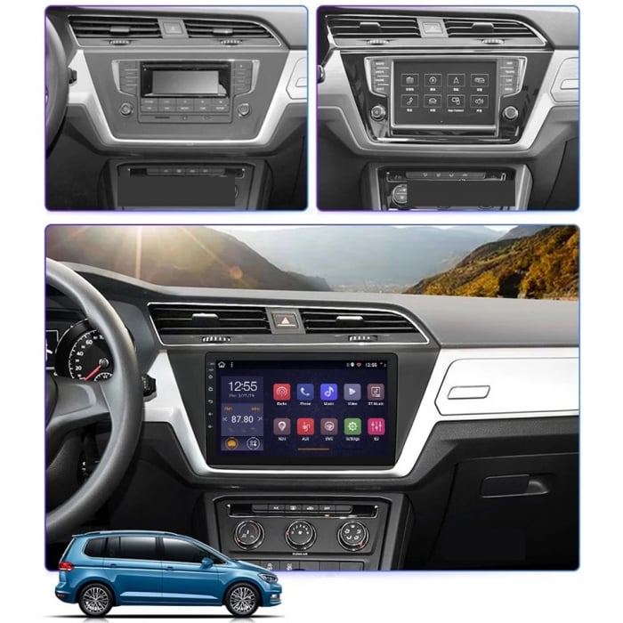 Navigatie Volkswagen Touran din 2015 - 2019, 8GB RAM si 128GB ROM, Ecran QLED 9 inch, Android 14, Procesor Octacore, Slot sim 4G, Sunet DSP, Wireless Carplay si Android Auto, Camera Marsarier [2]