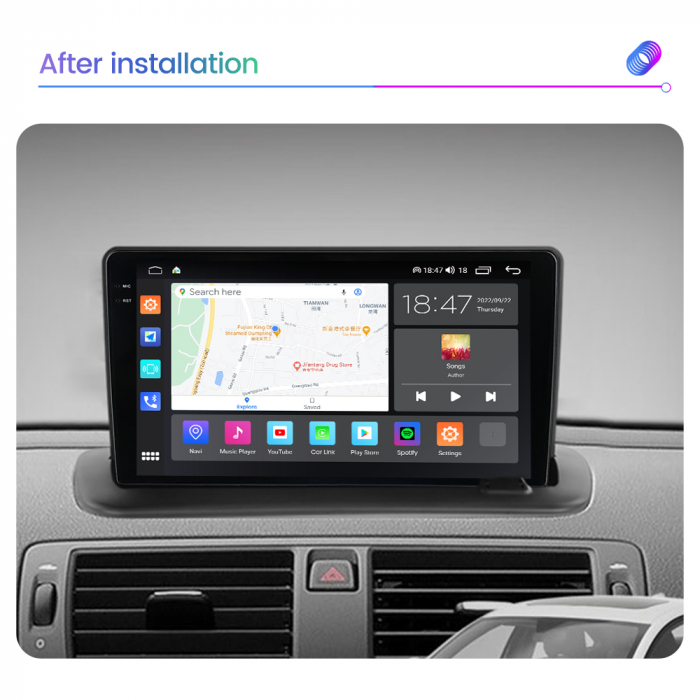 Navigatie Volvo C40 C30 S40 C70 V50 din 2004-2013, Rezolutie 2K, Ecran QLED 9.5 inch, 8GB RAM si 128GB ROM, Android, Procesor Octacore, Slot sim 4G, Sunet DSP, Wireless Carplay [3]