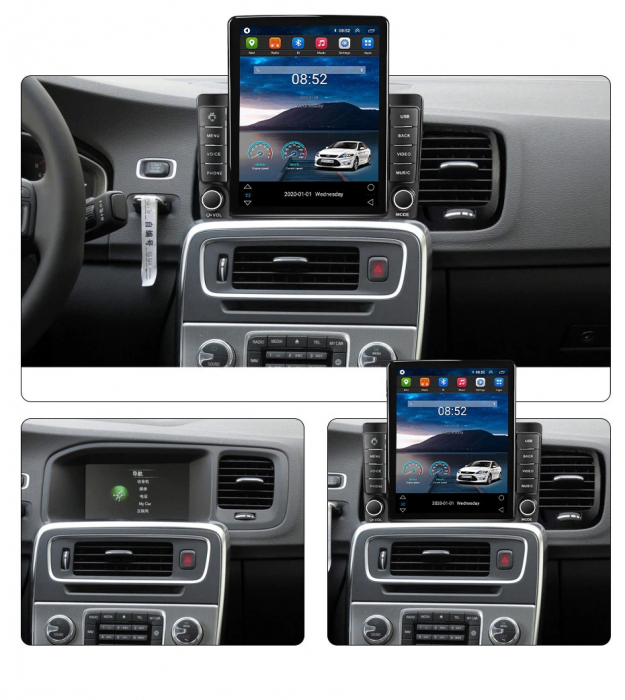 Navigatie Volvo S60 V60 din 2011-2020, Display TESLA 9.5 inch, 2GB RAM si 32GB ROM, Wireless Carplay si Android Auto, Procesor Octacore, Slot sim 4G, Sunet DSP, Camera Marsarier, Bluetooth, USB, Wi Fi [3]