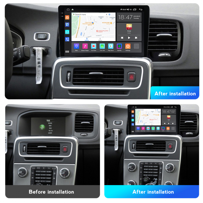 Navigatie Volvo S60 V60 din 2011-2020, Rezolutie 2K, Display QLED 9.5 inch, 4GB RAM si 64GB ROM, Android, Procesor Octacore, Slot sim 4G, Sunet DSP, Wireless Carplay si Android Auto, Camera Marsarier, [5]