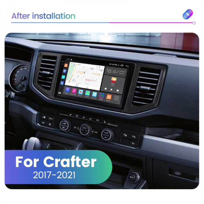 Navigatie VW Crafter din 2017 - 2021, Rezolutie 2K, Ecran QLED 9.5 inch, 8GB RAM si 128GB ROM, Android, Procesor Octacore, Slot sim 4G, Sunet DSP, Wireless Carplay [3]