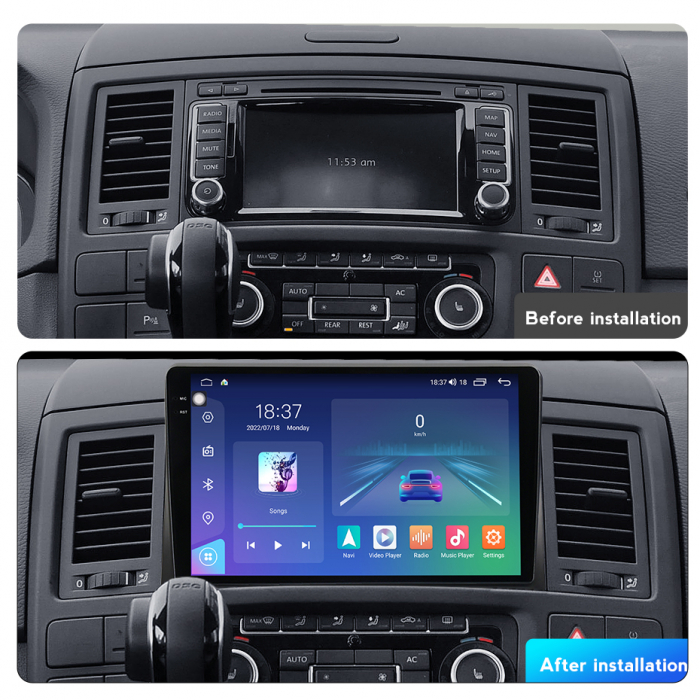 Navigatie VW Multivan din 2003-2015, Rezolutie 2K, Display QLED 9.5 inch, 4GB RAM si 64GB ROM, Android, Procesor Octacore, Slot sim 4G, Sunet DSP, Wireless Carplay si Android Auto, Camera Marsarier, U [3]