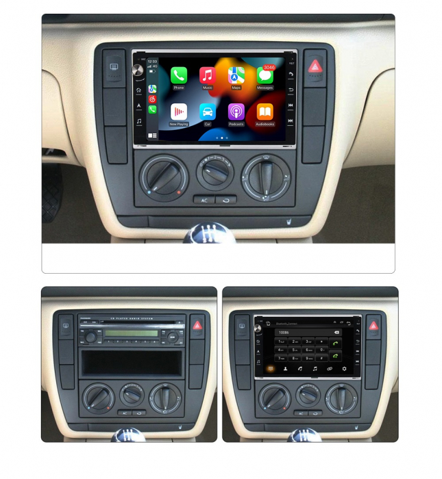 Navigatie VW Passat B5 Golf 4 Bora Polo Sharan Jetta Multivan T5 Skoda Octavia 1 Seat Alhambra, 4GB RAM si 64GB ROM , Wireless Carplay si Android Auto [3]