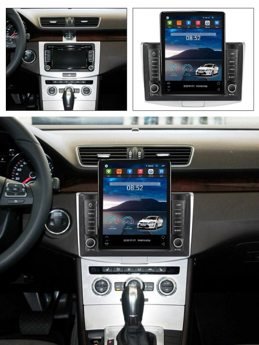 Navigatie VW Passat B6 B7 CC, Display TESLA 9.5 inch, 2GB RAM si 32GB ROM, Wireless Carplay si Android Auto, Procesor Octacore, Slot sim 4G, Sunet DSP, Camera Marsarier, Bluetooth, USB, Wi Fi, Radio [2]