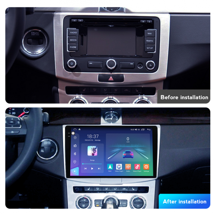 Navigatie VW Passat B6 B7 CC, Rezolutie 2K, Display QLED 9.5 inch, 4GB RAM si 64GB ROM, Android, Procesor Octacore, Slot sim 4G, Sunet DSP, Wireless Carplay si Android Auto, Camera Marsarier, USB, Wi [3]